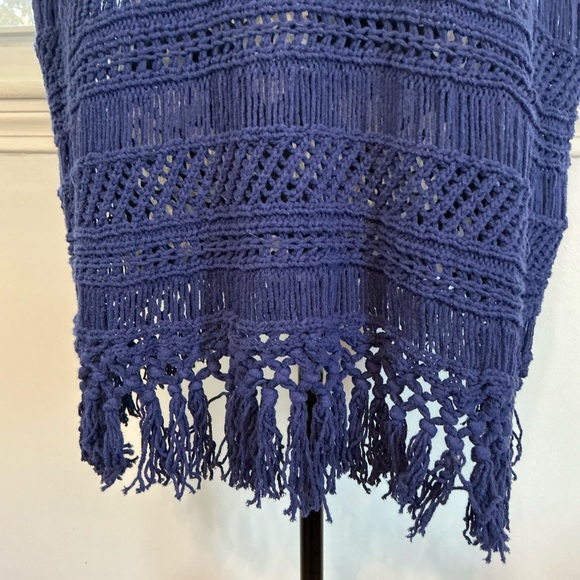 C. Wonder Boho Blue Crochet Open Knit Fringed Hem Tunic Top Size 1X EUC - Picture 7 of 12